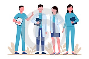 Vector of a medical staff, group of confident doctors and nurses, Medical team concept