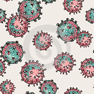 Vector medical virus protection seamless pattern on white background