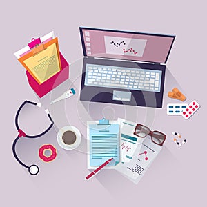 Vector Medical workplace. Flat design
