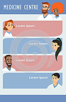 Vector medicine brochure cards template of flyear, magazine, poster, book cover, banner. Science people illustration