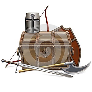 Vector Medieval Chest with Knight Armor