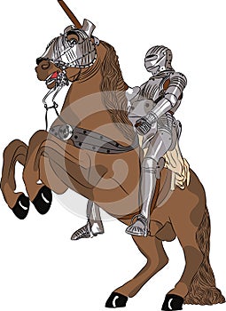 Vector medieval knight in armor on horseback