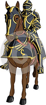 Vector medieval knight in armor on horseback