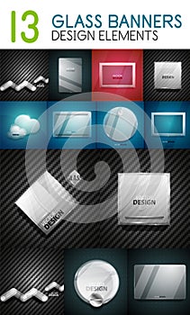 Vector mega collection of glass glossy realistic plates and shapes for your text