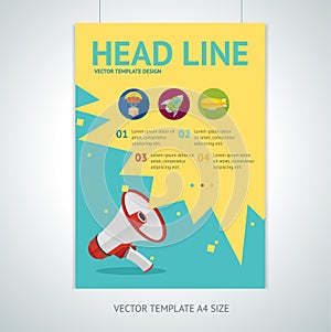 Vector megaphone brochure flyer design templates