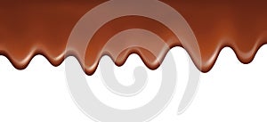 Vector melted flowing chocolate decorative border isolated on white background