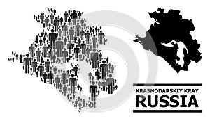 Vector Men Collage Map of Krasnodarskiy Kray and Solid Map