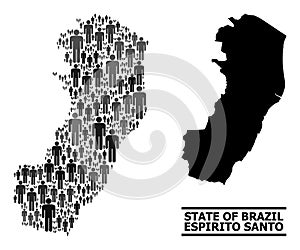 Vector Men Mosaic Map of Espirito Santo State and Solid Map