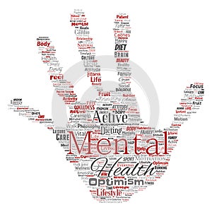 Vector mental health positive thinking hand print