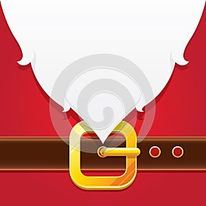 Vector merry christmas classic red cartoon background with santa claus white beard, belt and golden buckle. vector