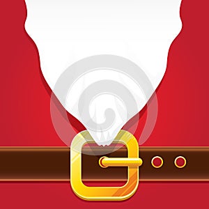 Vector merry christmas classic red cartoon background with santa claus white beard, belt and golden buckle. vector