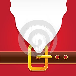 Vector merry christmas classic red cartoon background with santa claus white beard, belt and golden buckle. vector