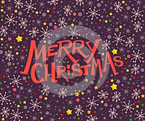 Vector merry christmas congratulation design with text message and colorful backdrop.