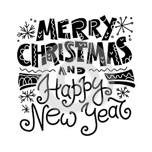 Vector Merry Christmas and Happy new year congratulation design isolated on white background.