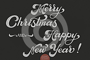 Vector Merry Christmas and Happy New Year text. Calligraphic lettering design card template.Creative typography gift