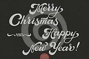 Vector Merry Christmas and Happy New Year text. Calligraphic lettering design card template.Creative typography gift