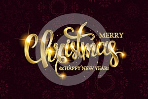 Vector Merry Christmas text with glitter elements.