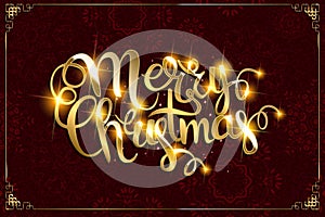 Vector Merry Christmas text with glitter elements.