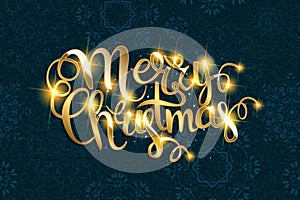 Vector Merry Christmas text with glitter elements.