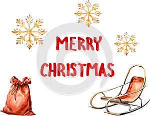 Vector Merry christmas text, message, letters, composition for greeting card, invitation, banner, print.