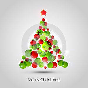 Vector Merry christmas tree greeting card