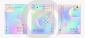 Vector mesh gradient backgrounds with wireframe shapes,futuristic spheres and arches photo