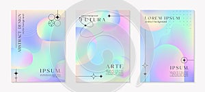 Vector mesh gradient backgrounds with wireframe shapes,futuristic spheres and arches photo