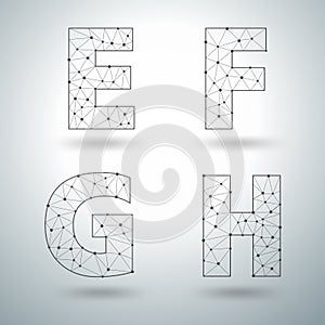 Vector mesh stylish alphabet letters E F G H