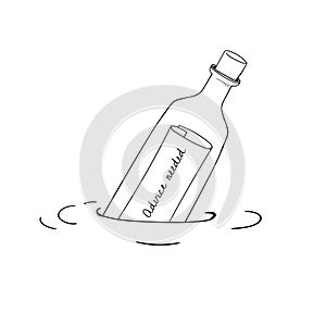 Vector of message bottle floating