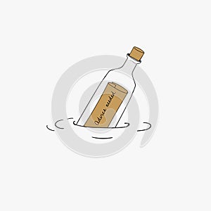 Vector of message bottle floating