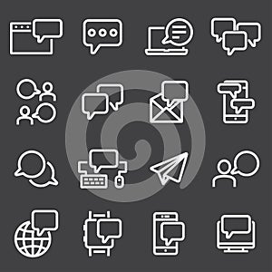 Vector Message Line Icons Set.