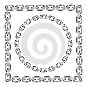 Vector metal chain round and square borders