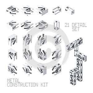 Vector metal construction set in isometric style