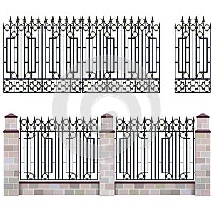 Vector Metal Grill Fence with Gate