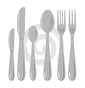 Vector metal knife, spoon and fork