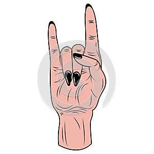 vector metal or rock hand symbol