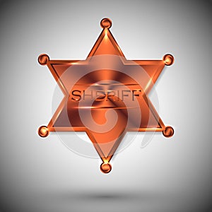 Vector metal sheriff star isolated on white background. vector six-pointed star
