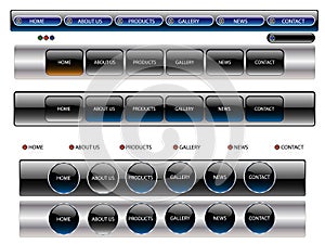 Vector metallic editable website buttons.