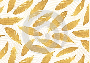Vector metallic gold feather pattern in vintage style