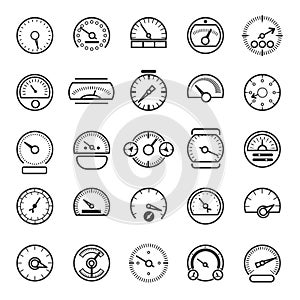 Vector meter and gauge control icons for dashboard
