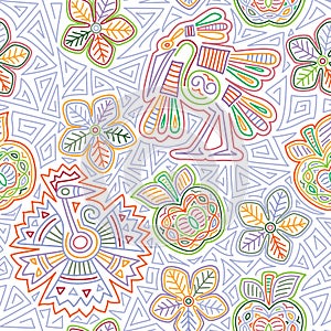 Vector Mexican embroidery seamless pattern