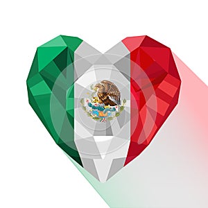 Vector Mexican heart flag of the United Mexican States.