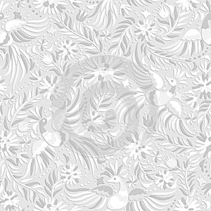 Vector Mexican white embroidery seamless pattern