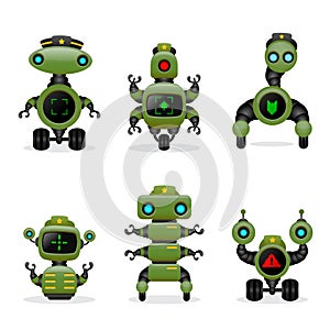 Vector military soldier robots set