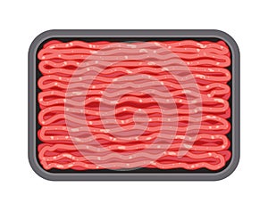 Vector minced meat in plastic tray