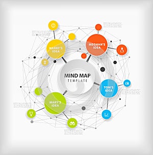 Vector mind map template with colorful circles.