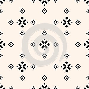 Vector minimal background. Simple monochrome geometric floral seamless pattern. Black and white repeated design