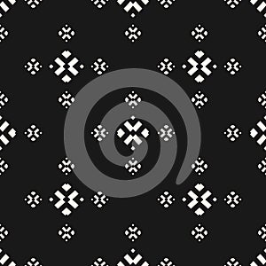 Vector minimal background. Simple monochrome geometric floral seamless pattern. Dark repeat design for decor, wrap