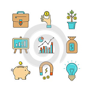Vector minimal lineart flat business and finance iconset photo