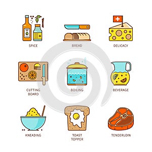 Vector minimal lineart flat cooking iconset photo